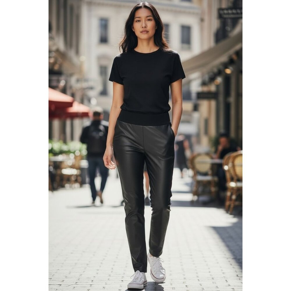 NEW Michael Kors Black Faux Leather Womens Party Legging Pants Size 6